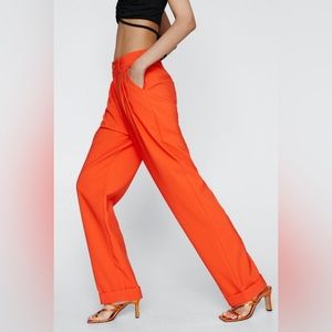Nasty Gal Tailored High Waisted Turn Up Hem Pants